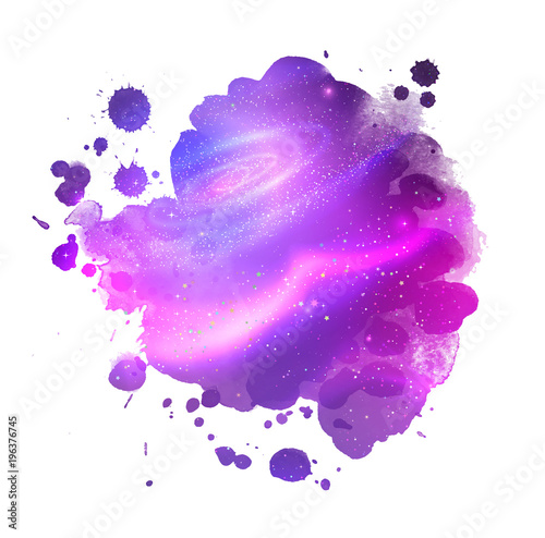 Watercolor stain with glowing outer space