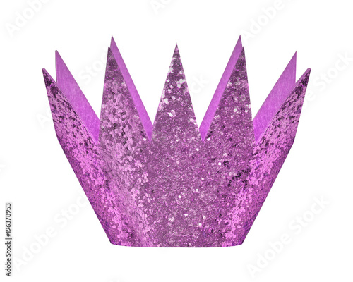 Lila light violet glitter birthday crown isolated white