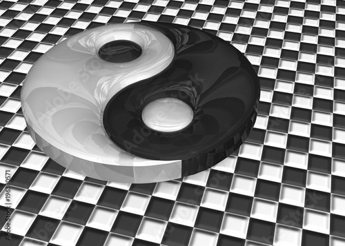 3D Illustration. A yin yang sign on a