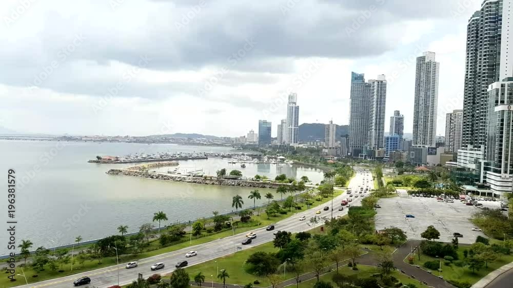 Panama city center skyline and bay of Panama. Panama city center skyline and bay of Panama.