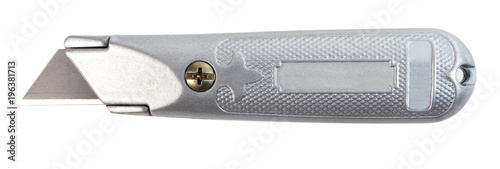 Stubby gray utility knife box cutter. Isolated.