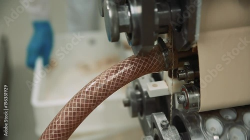 machine for molding ravioli. close up