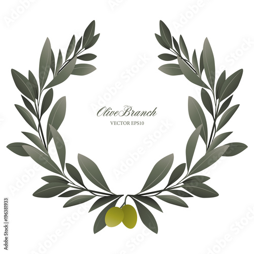 Olive branch wreath isolated. Vector Illustration