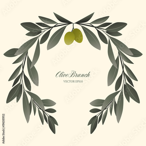Olive branch wreath isolated. Vector Illustration