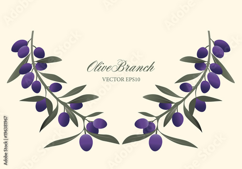 Olive branch wreath isolated. Vector Illustration