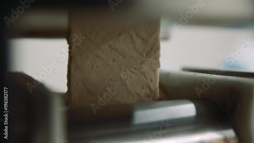 machine for molding ravioli. close up