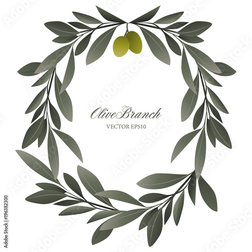 Olive branch wreath isolated. Vector Illustration