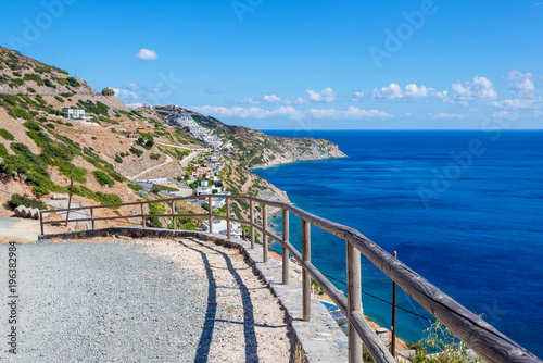 beautiful summer landscape of sea coast in Crete island, Greece