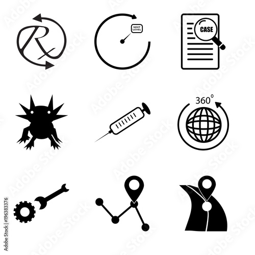 Set Of 9 simple editable icons such as roadmap, roadmap, operations, 360 view, chemotherapy, axolotl, case study, next level, rx, can be used for mobile, web UI