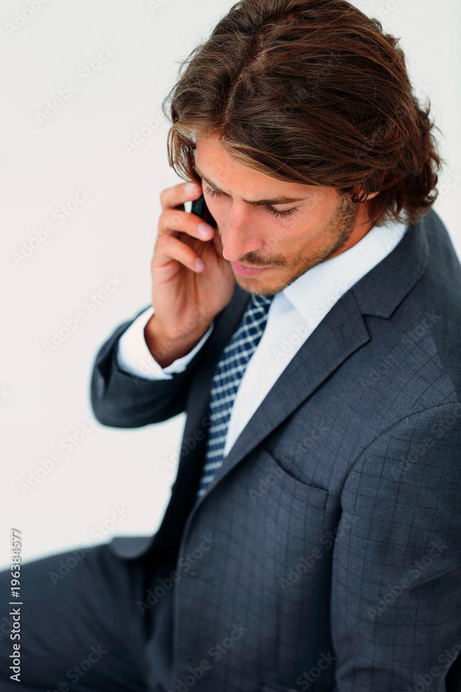 view from above business man talking on a mobile view from above business man talking on a mobile