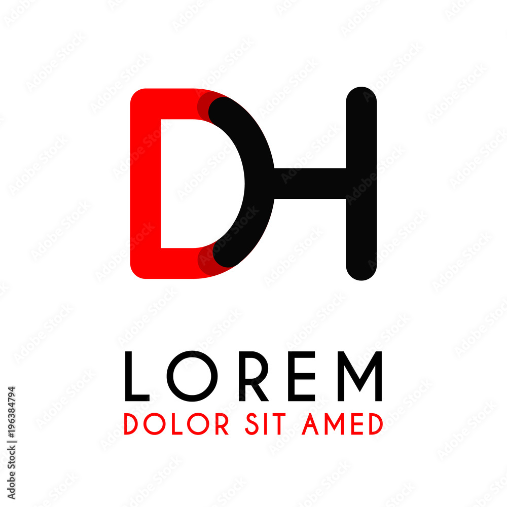 initial Letter DH with red Black and has rounded corners initial Letter DH with red Black and has rounded corners
