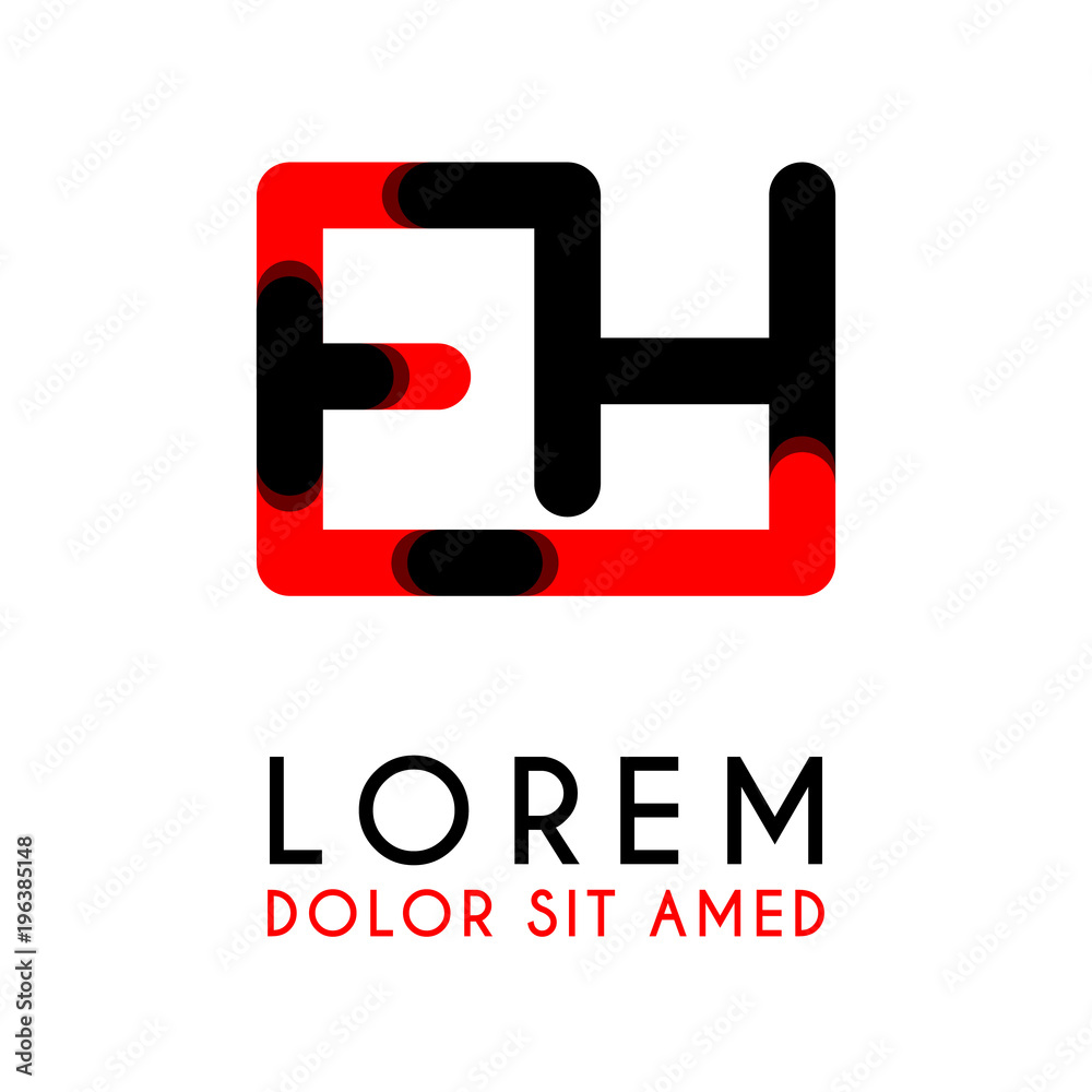 initial Letter EH with red Black and has rounded corners