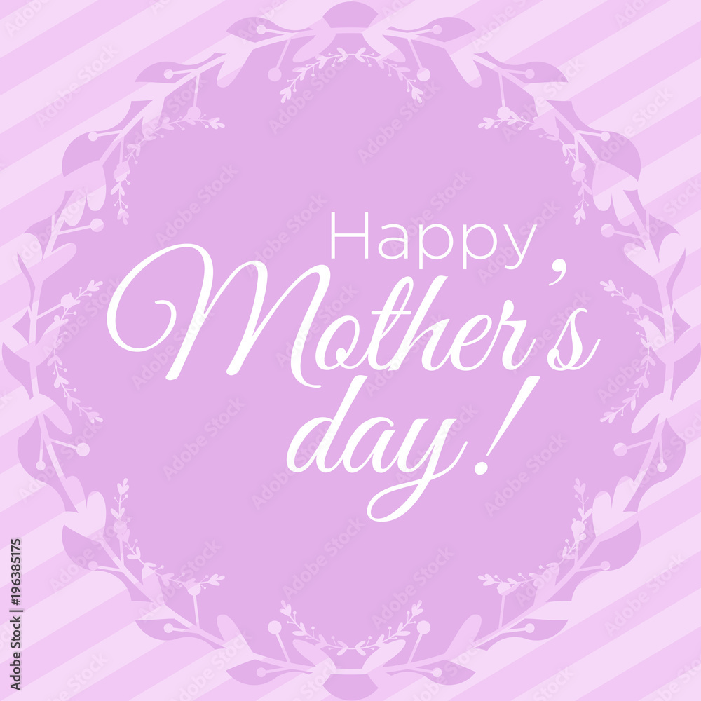 Vector illustration of Mother s day greeting card with flowers in flat vintage design.