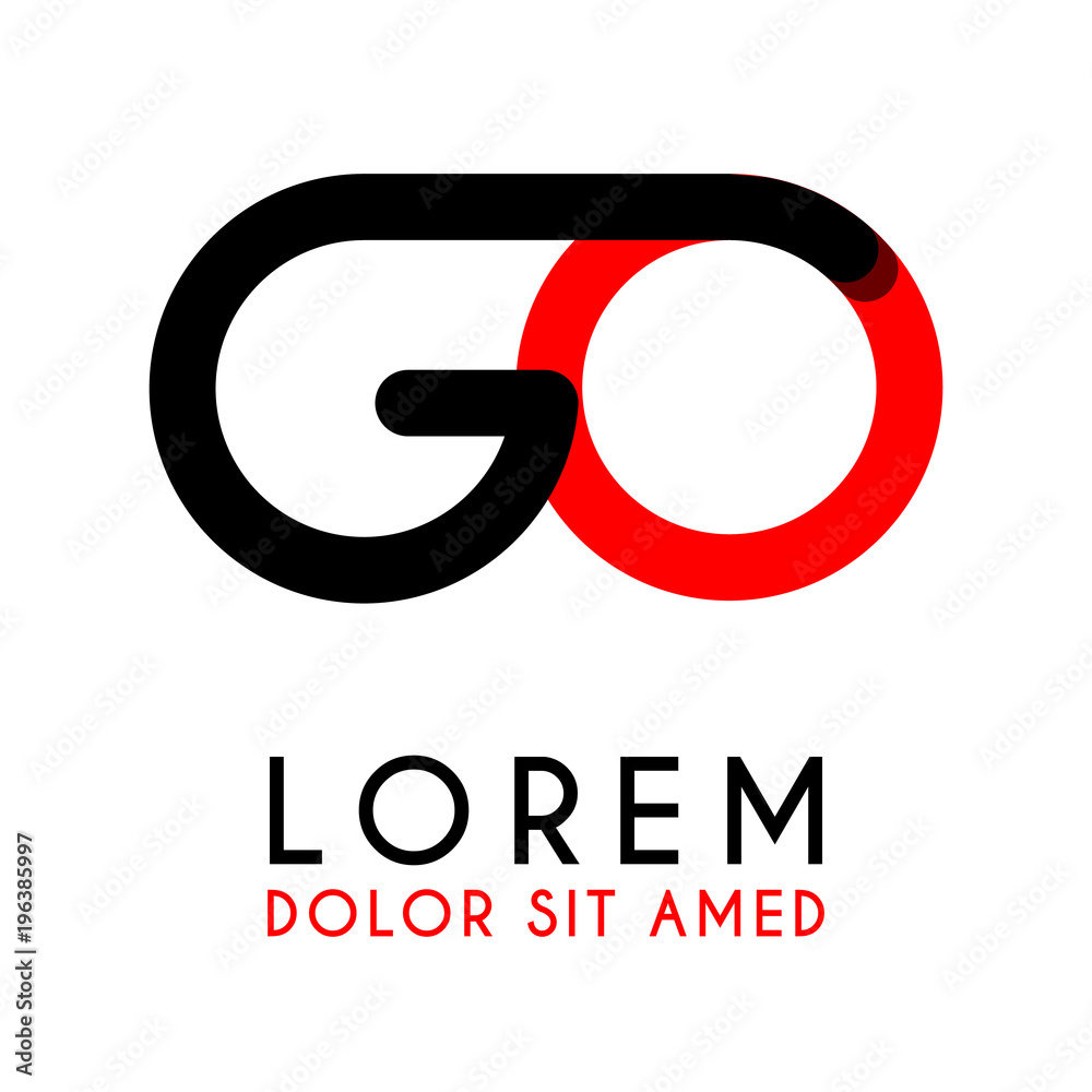 initial Letter GO with red Black and has rounded corners