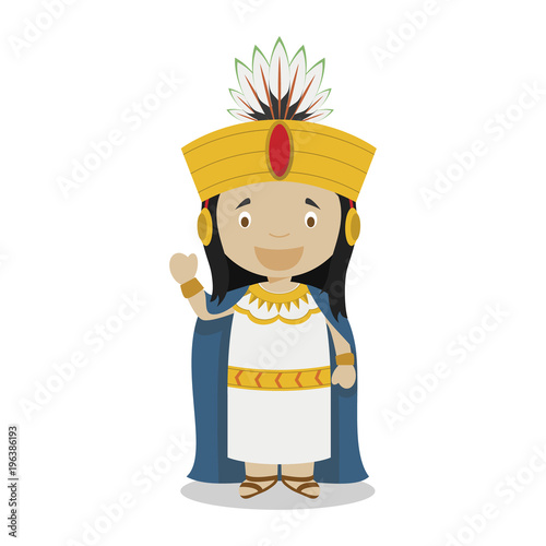 Atahualpa cartoon character. Vector Illustration. Kids History Collection. photo