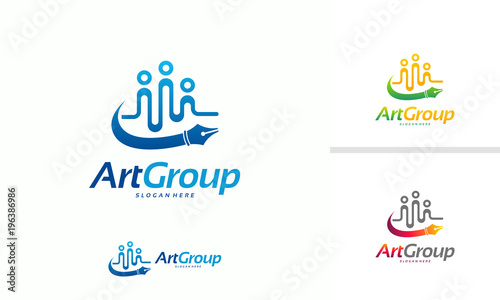 Art Group logo designs concept, Pen and People logo designs vector