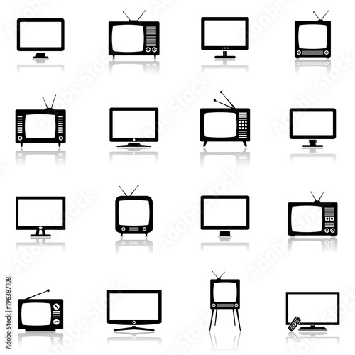 tv icons set vector