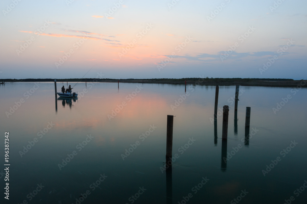 laguna di Bibione al tramonto