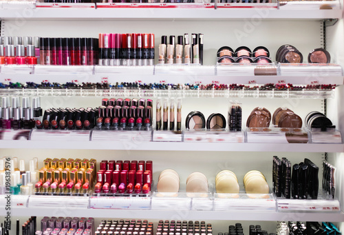 Variety of assortment of modern cosmetics store