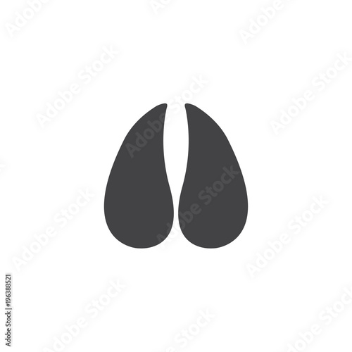 Vector illustration. Cow Hoof Paw Prints Logo. Black on White background. Animal hoof paw print