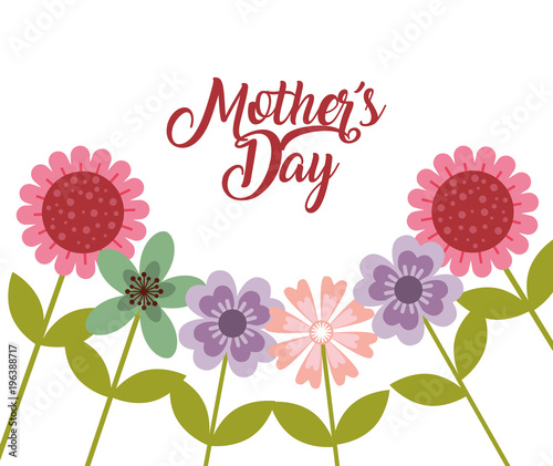 delicate bunch flowers mothers day card vector illustration
