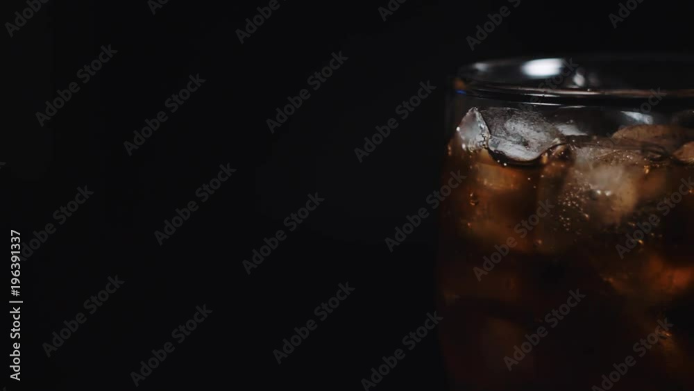 pan camera Soda drink in glass with ice pan camera Soda drink in glass with ice
