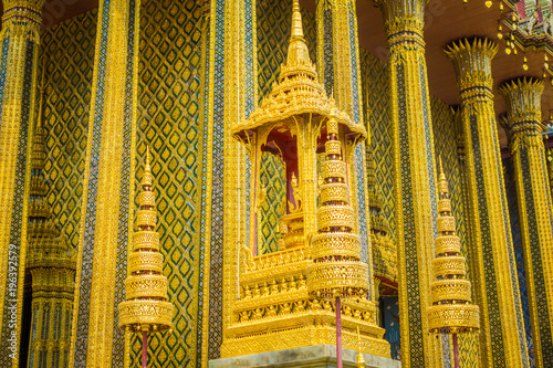 Outdoor virw of Wat Phra Kaew, Temple of the Emerald Buddha at Bangkok, Thailand photo