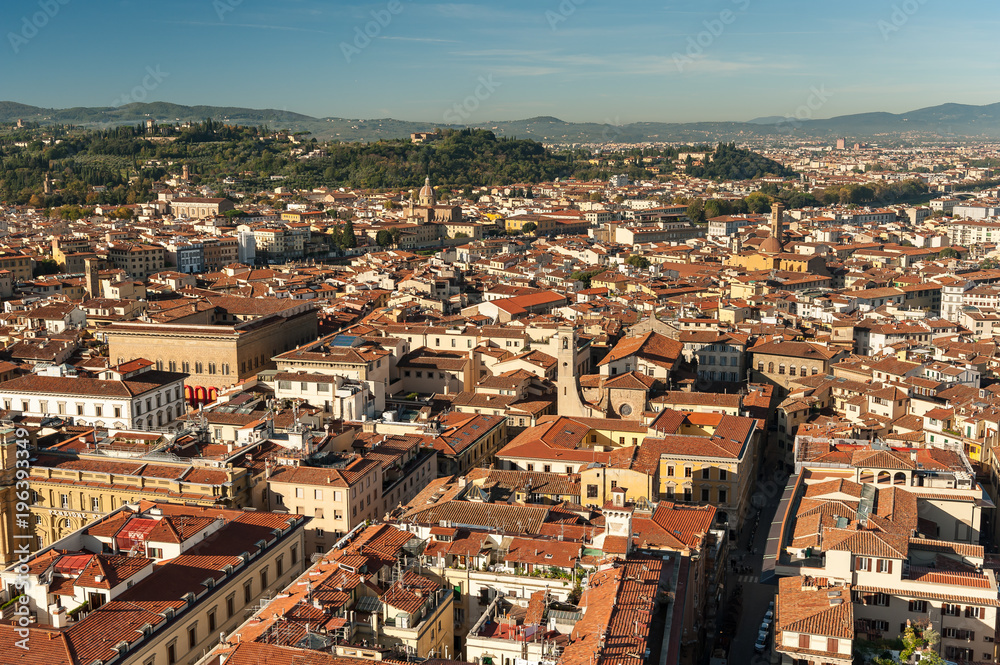 Aerial view over Florence on a sunny day in autumn