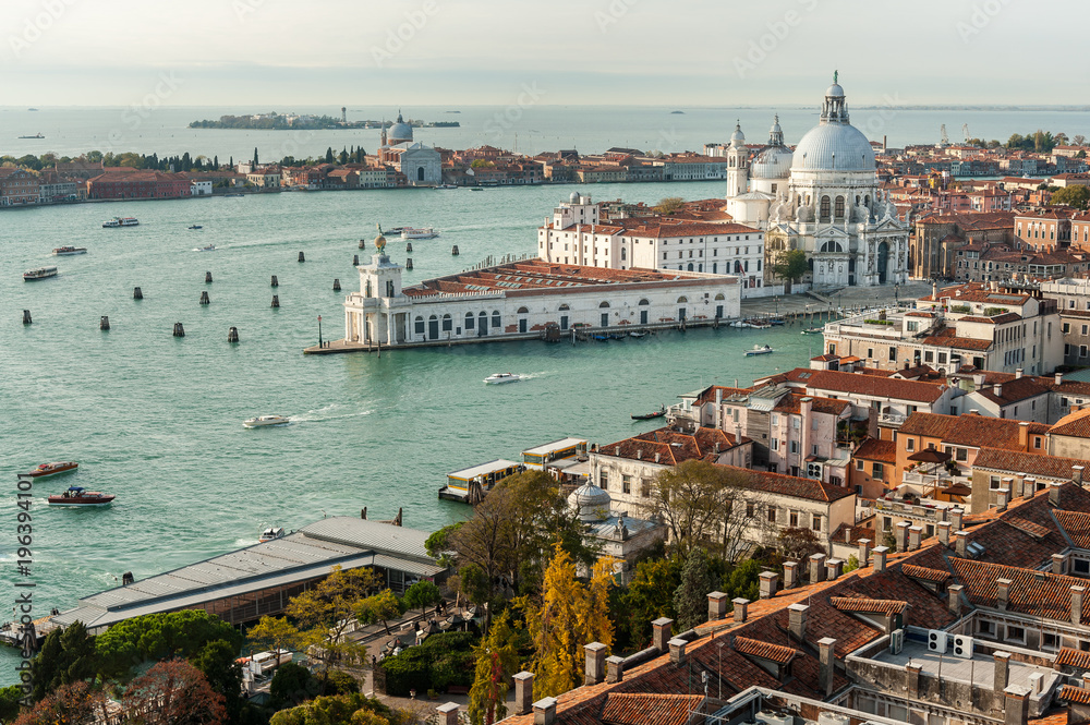 Fototapeta premium Aerial view over Venice, Santa Maria della Salute