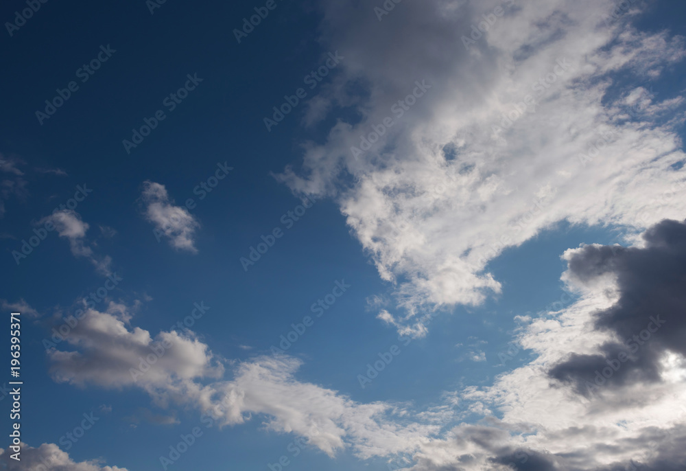 Blue sky with white clouds.