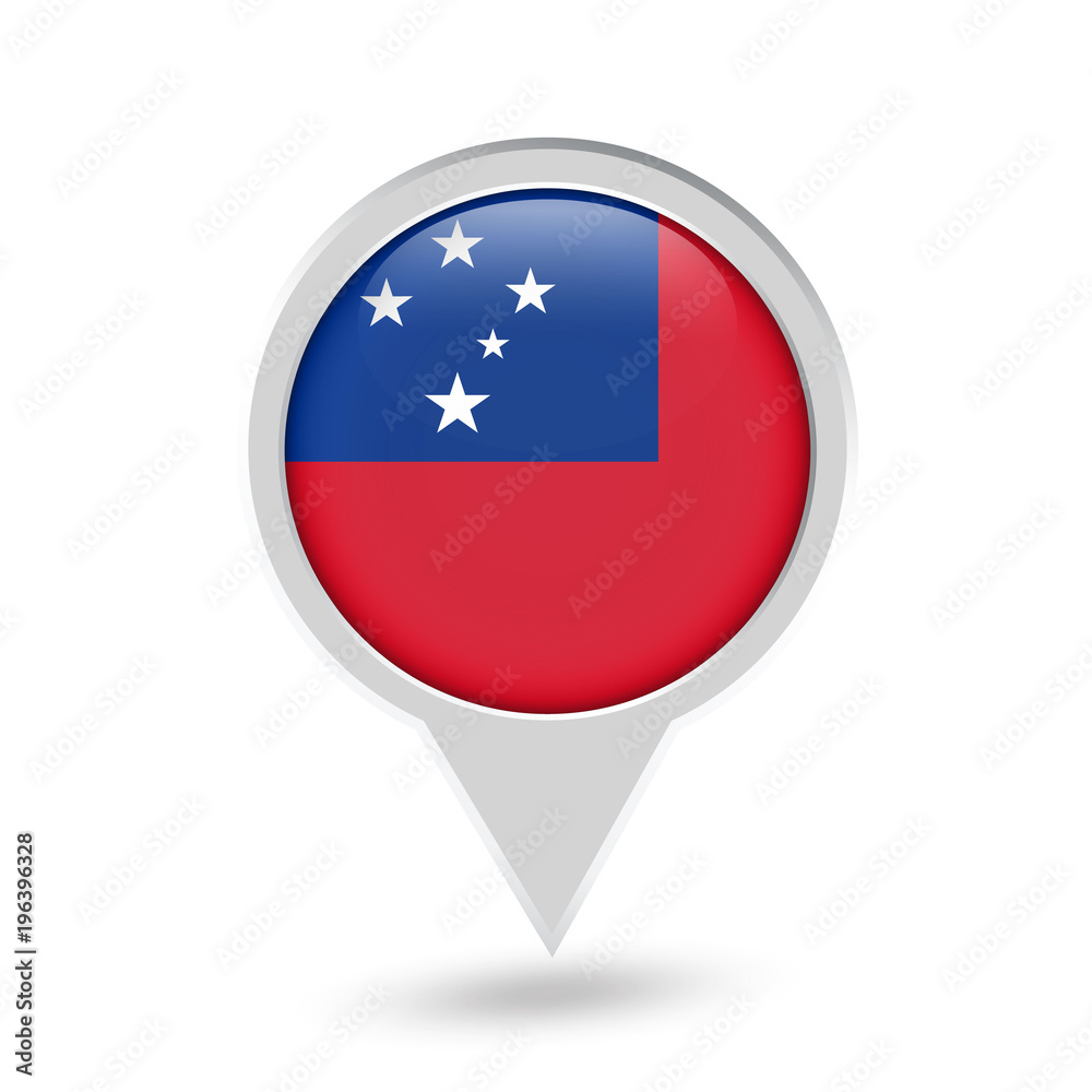 Samoa Flag Round Pin Icon Samoa Flag Round Pin Icon
