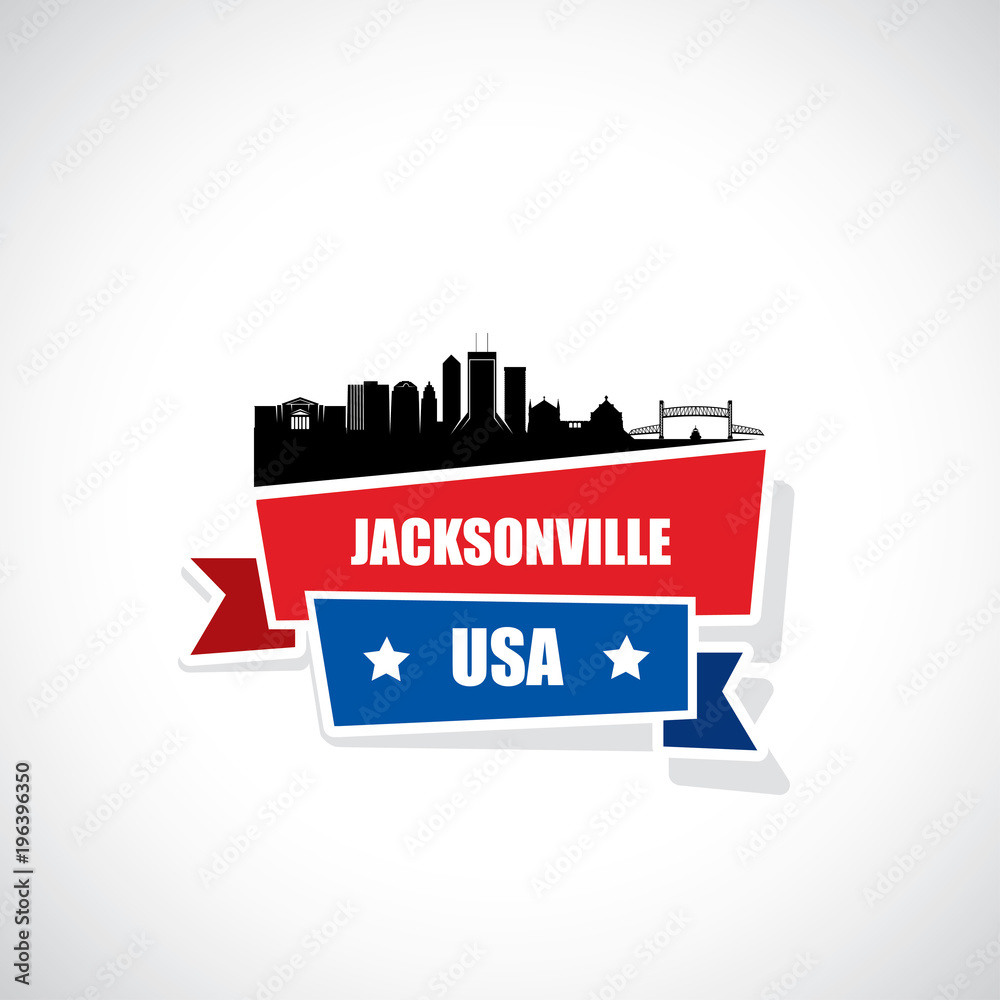 Jacksonville skyline ribbon banner, Florida