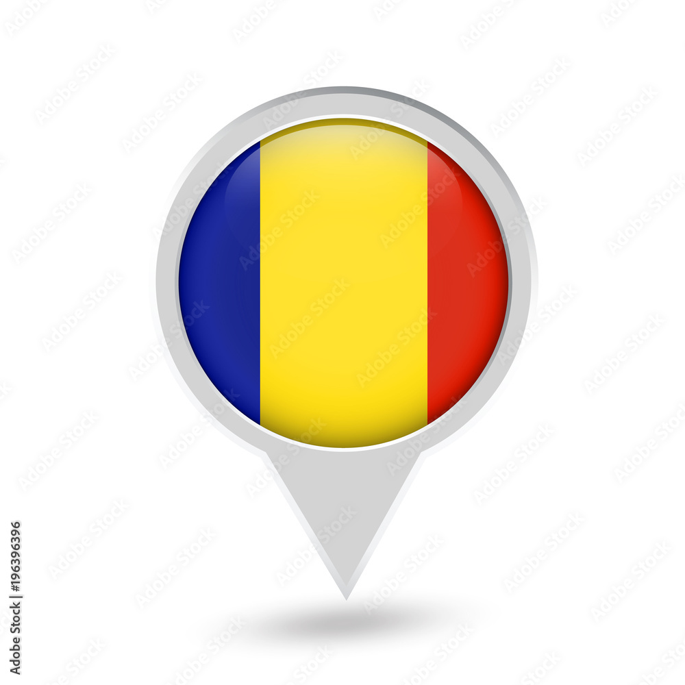 Fototapeta premium Romania Flag Round Pin Icon