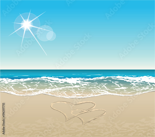 vector tropical beach with much copy space