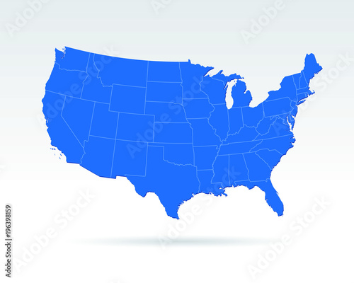USA map modern style blue with states