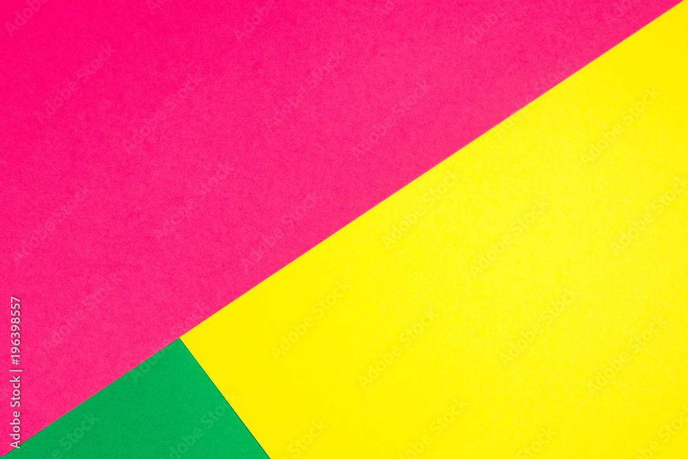 Color papers geometry flat composition background with yellow, green, and pink tones Color papers geometry flat composition background with yellow, green, and pink tones