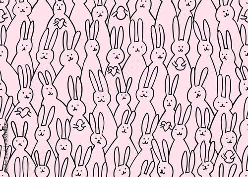 Funny bunny seamless pattern. Illustration of cute easter bunnies with easter...