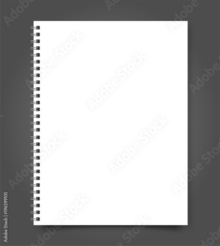 Realistic sheets of paper with spiral and brochure mockup cover template