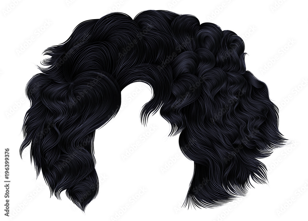 Fototapeta premium trendy woman short hairs brunette black dark colors .fringe. fashion beauty style.realistic 3d .