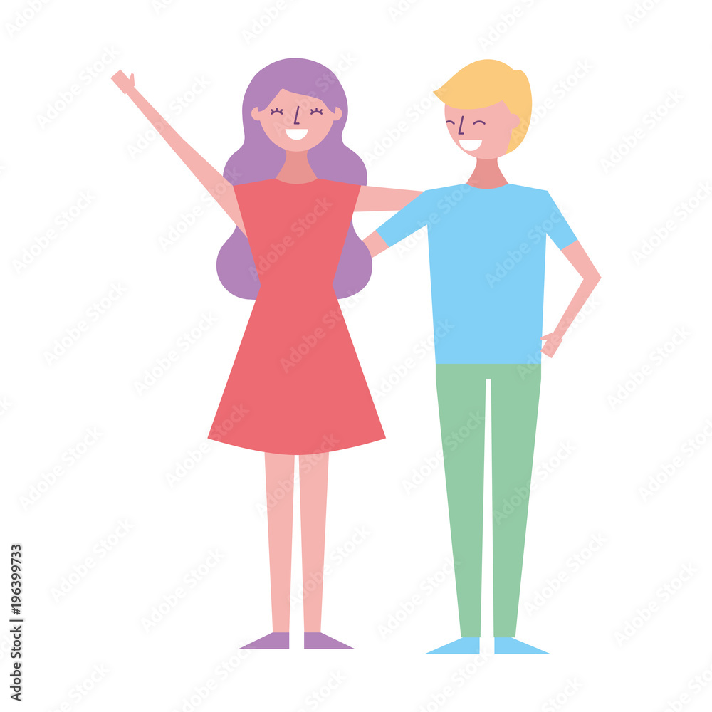 couple of young people relationship characters vector illustration couple of young people relationship characters vector illustration