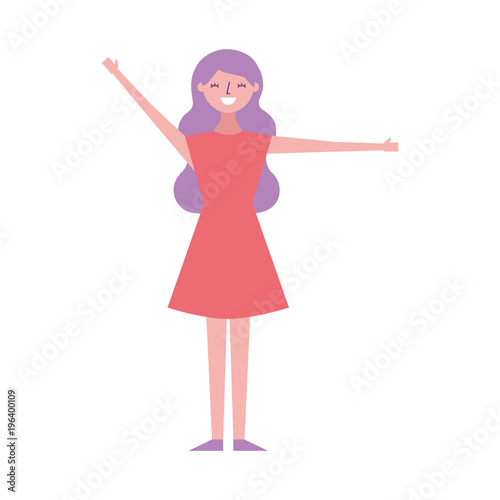 young woman people character gesturing with arms vector illustration
