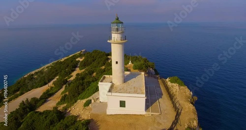 Aerial around the lighthouse at Lefkada, Greece. photo