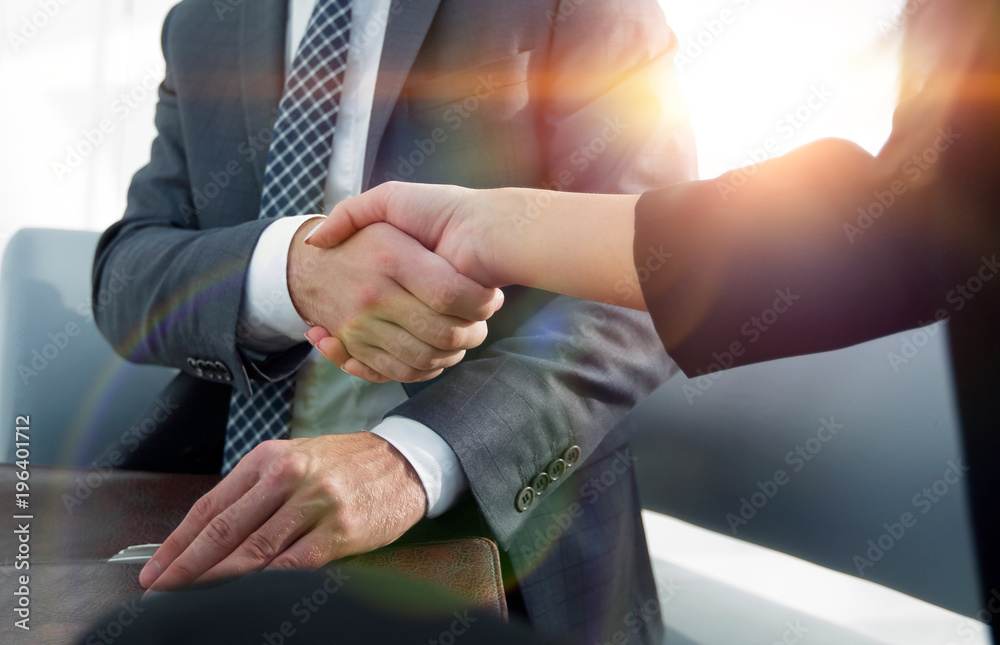 Obraz premium Businessman shaking hands to seal a deal with his partner