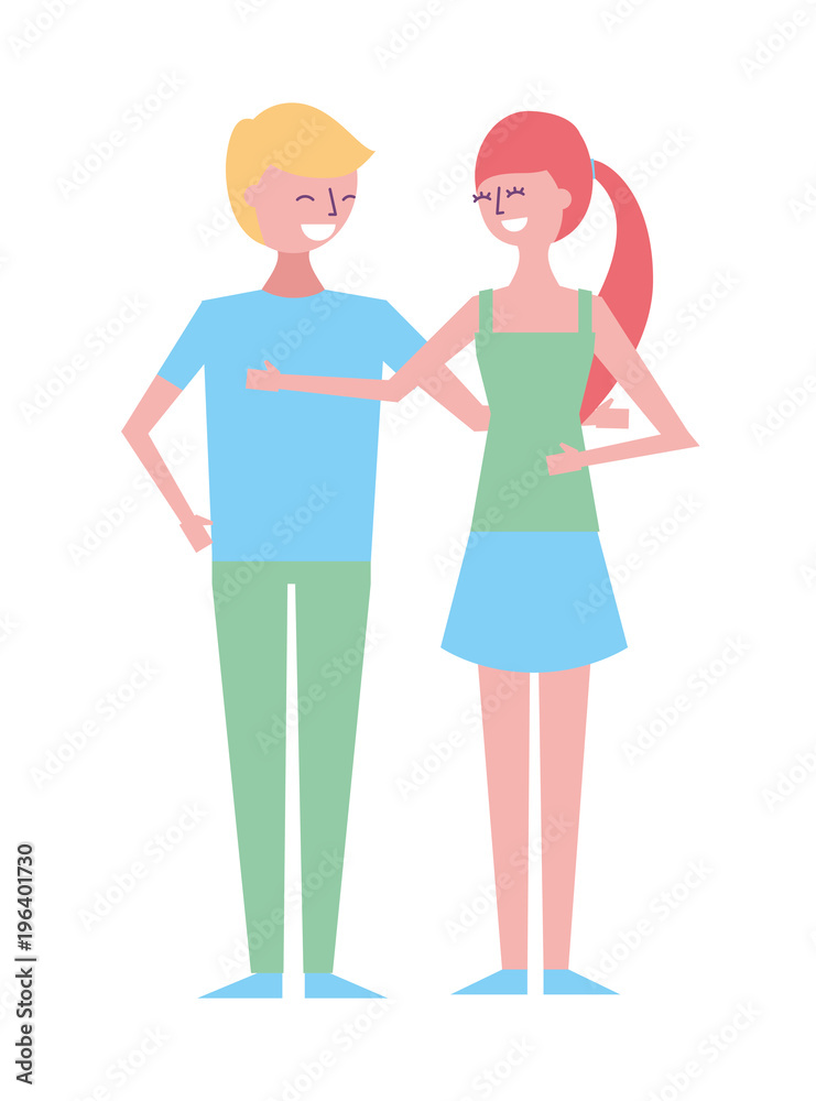 couple of young people characters vector illustration couple of young people characters vector illustration