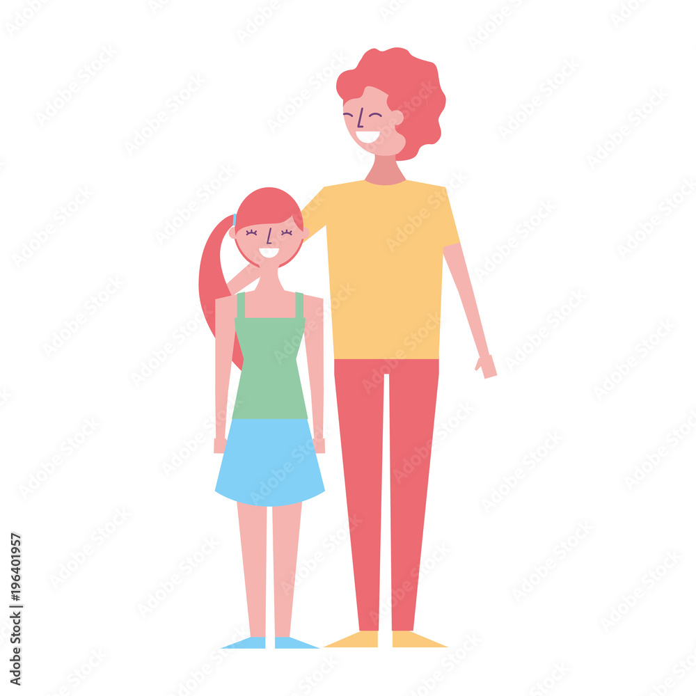 smiling man hugging young girl teen cartoon vector illustration smiling man hugging young girl teen cartoon vector illustration