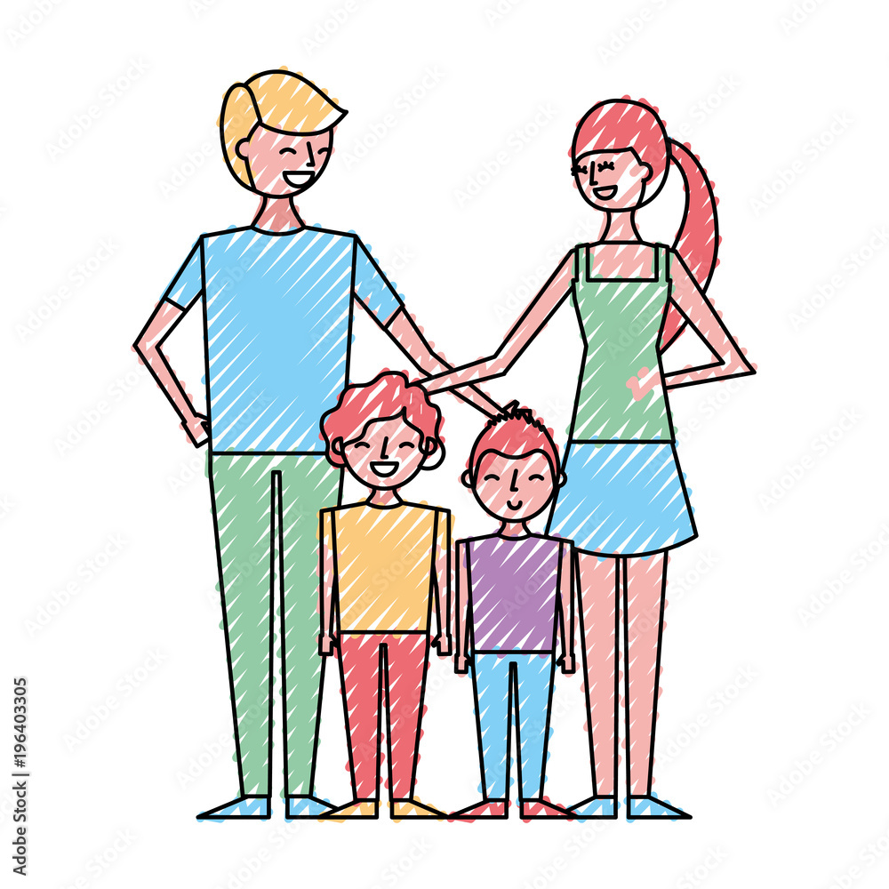 young family parents with their childrens cartoon vector illustration drawing color design young family parents with their childrens cartoon vector illustration drawing color design