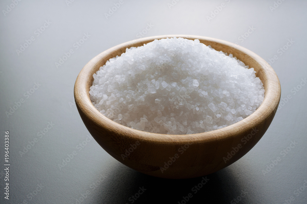 sea salt in wooden bowl sea salt in wooden bowl