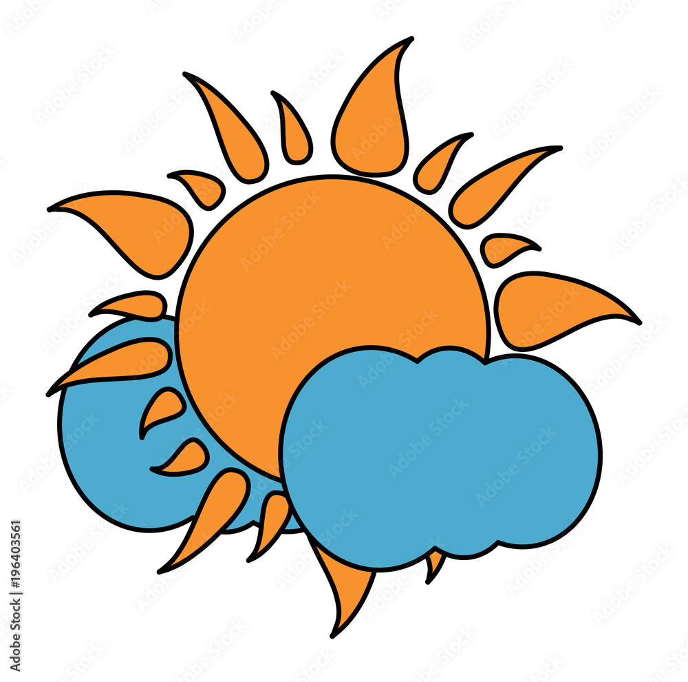 clouds and sun icon over white background, colorful design. vector illustration clouds and sun icon over white background, colorful design. vector illustration