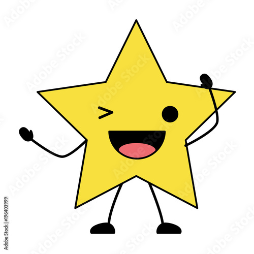 kawaii star wiking an eye over white background, colorful design. vector illustration