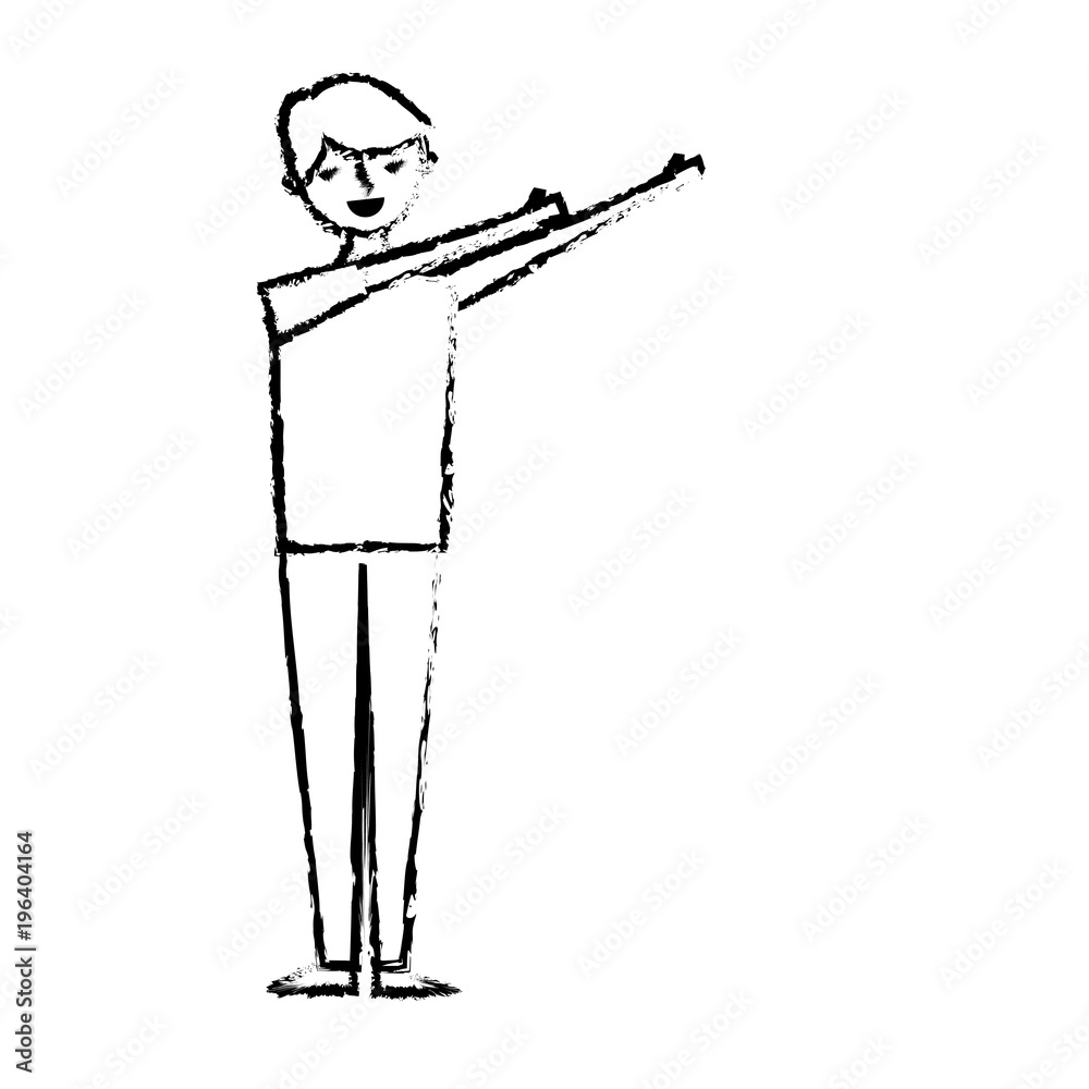 man standing up drawing